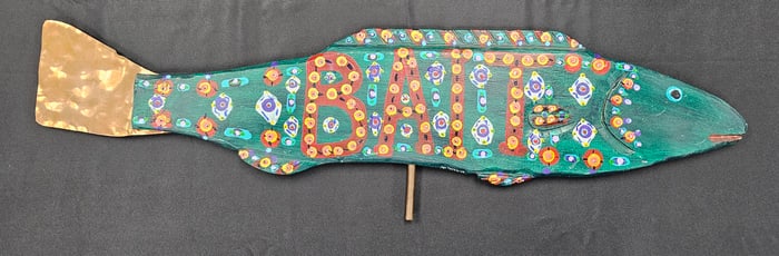 Folk Art Painted Fish "Bait" Weather Vane