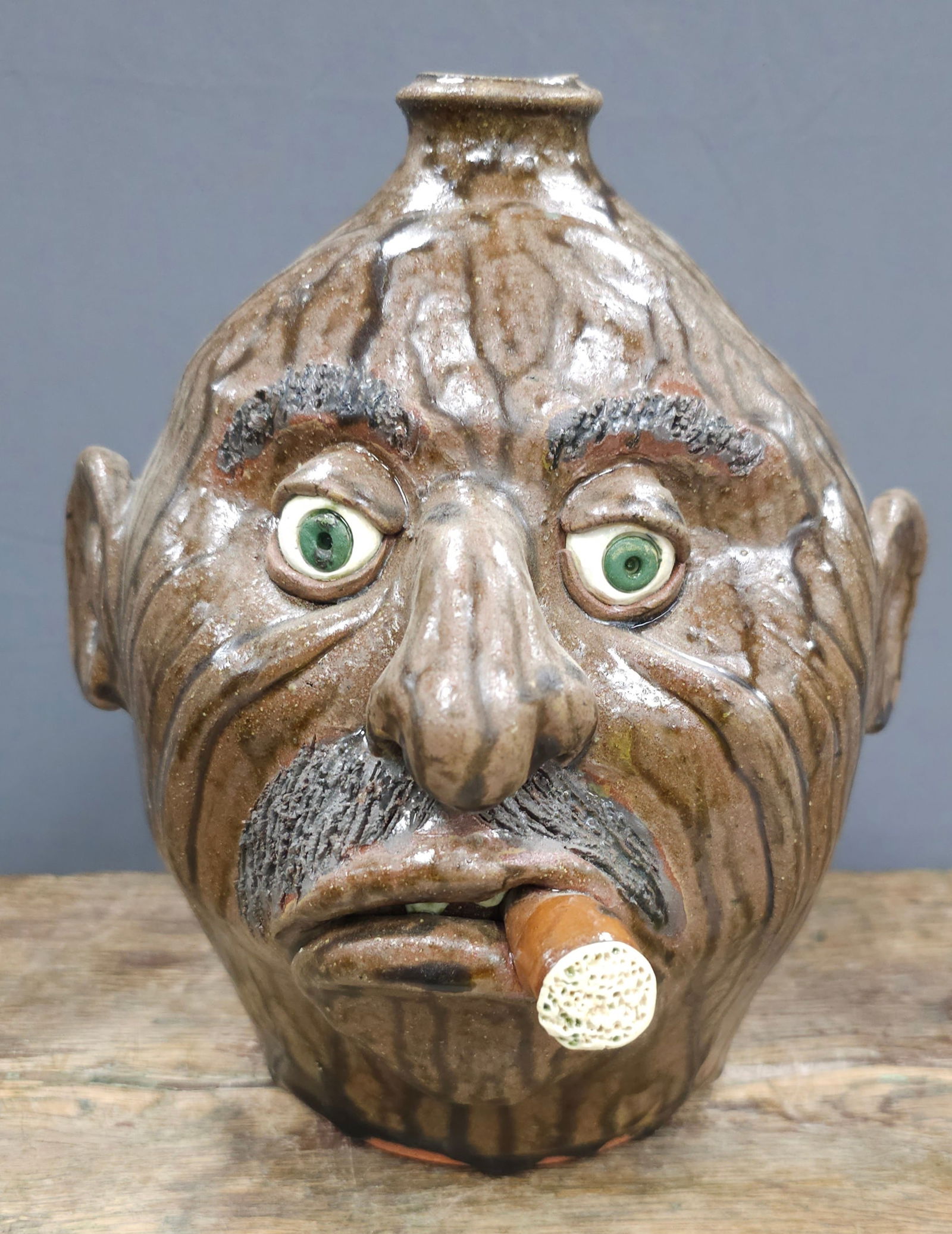 Mike Craven Cigar Smoking Face Jug (1 of 6)