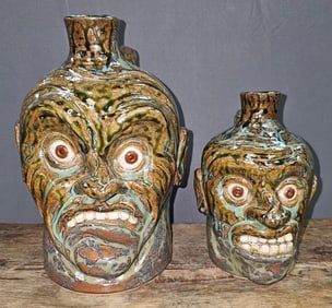 Outstanding Lolly Lynn Folk Pottery Face Jug Lot