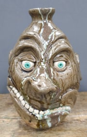 Early Lolly Lynn Folk Pottery Face Jug