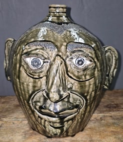 Bobby Gaither Folk Pottery Face Jug