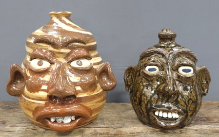 Southern Folk Pottery Face Jug Lot