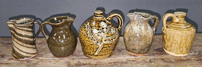 Southern Folk Pottery Of 5 Miniatures Lot