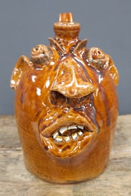 Fine Brown Pottery NC Face Jug