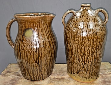 Mike Craven Folk Pottery Lot of 2