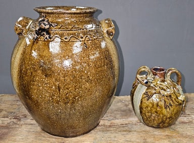 Southern Folk Pottery Decorated Jar & Jug Lot