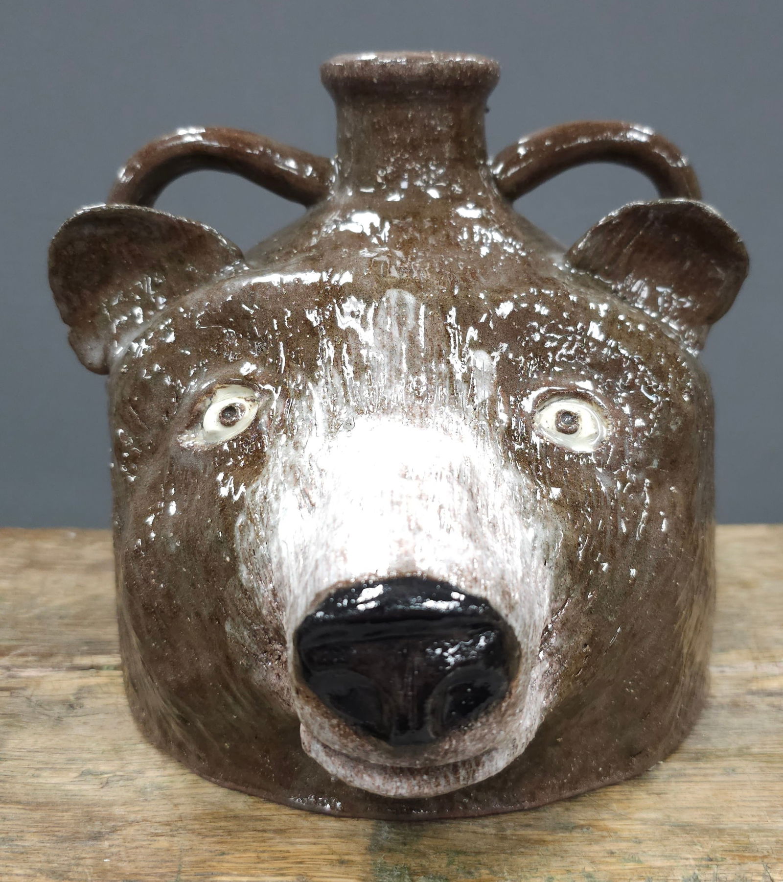 Southern Folk Pottery Bear Face Jug (1 of 5)