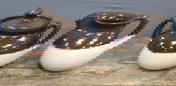 WJ "Bill" Gordy Creamer & Sugar Two-Tone Glaze