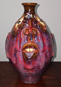 Stunning Roger Corn Folk Pottery Face Jug