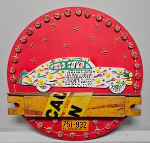 Authentic Howard Finster Folk Art Cadillac Painting