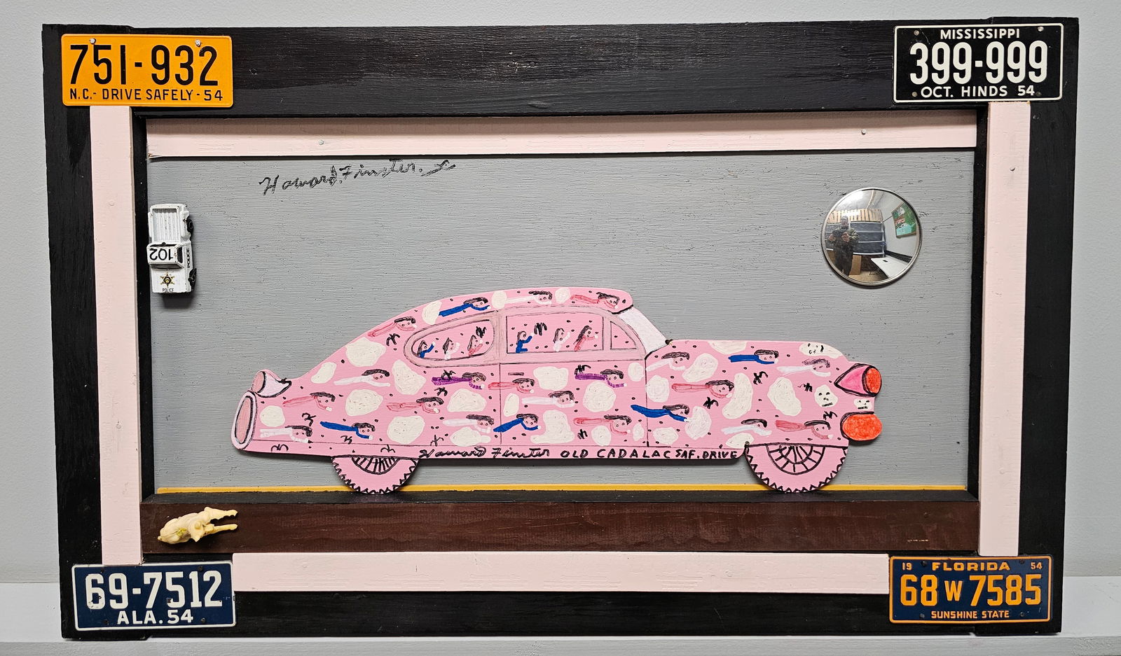 Authentic Howard Finster Folk Art Pink Cadillac Painting (1 of 6)