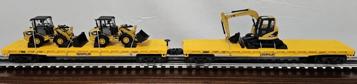 Rail King Flat Car W/ Caterpillar Equipment Lot