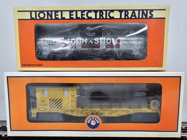 Lionel MOW Tie Car #77 & Johnson Tank Car (NIB)