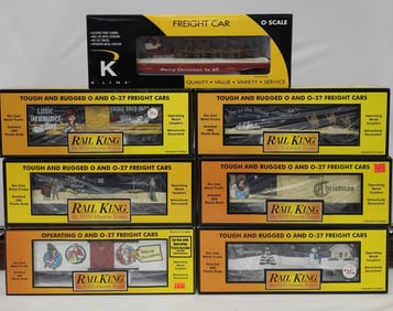 MTH & K-Line Christmas Boxcar Lot of 7, C-9+