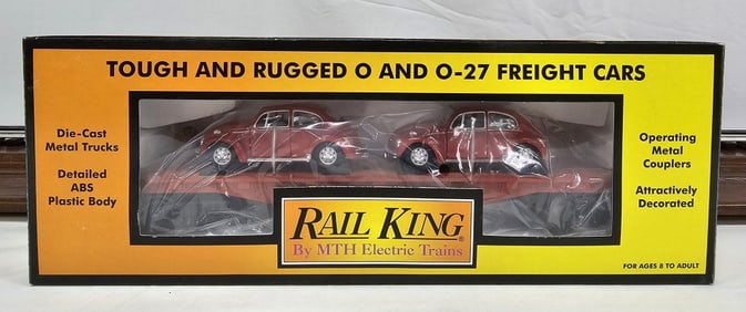 MTH GN Flatcar w/ 2 Red Classic VW Beetles (NIB)