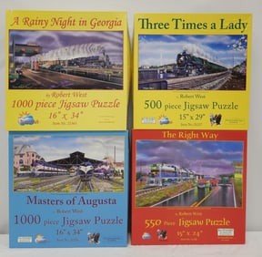 Fine Georgia Railroads, Train Puzzle Lot of Four
