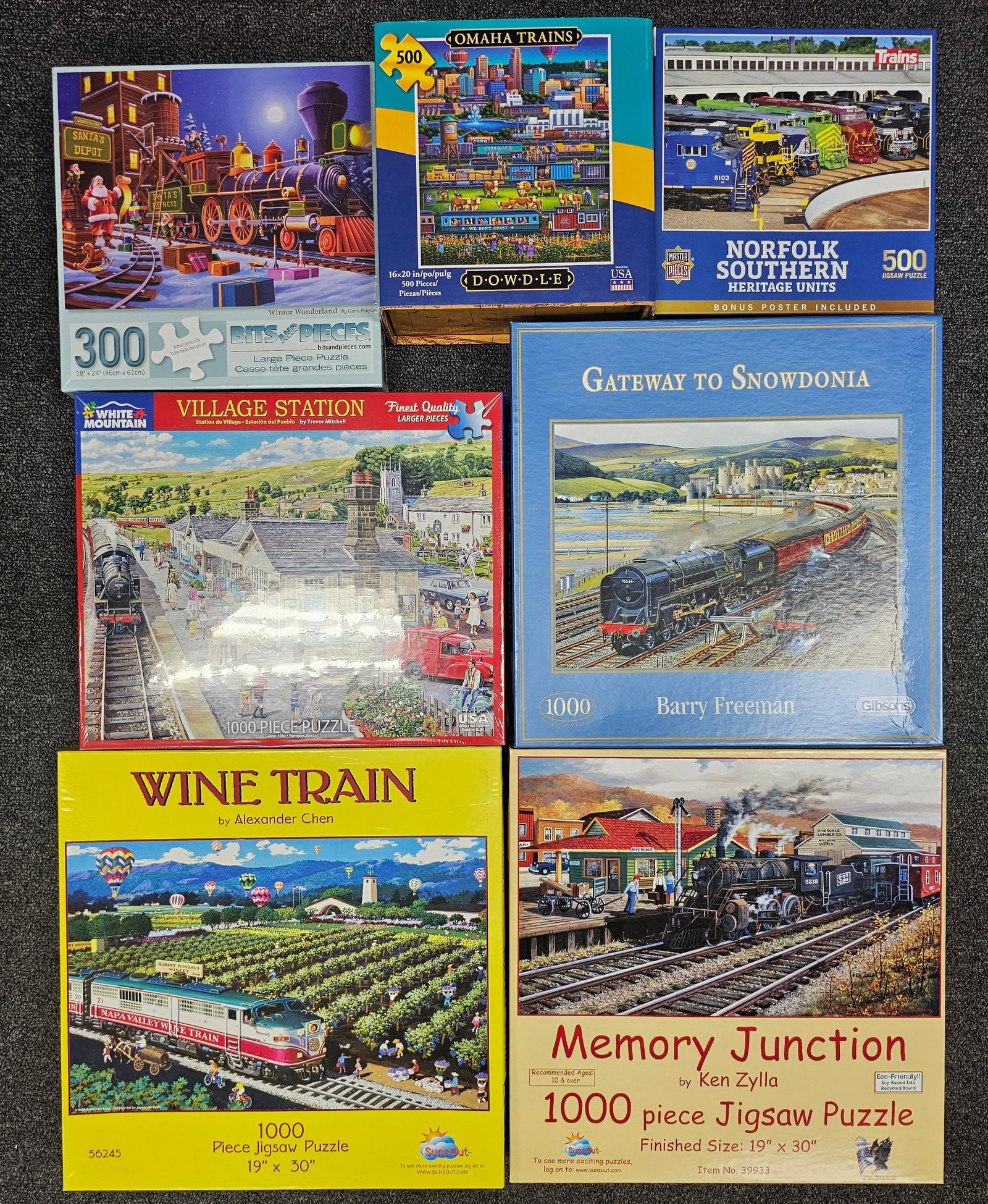 Large Train Jigsaw Puzzle lot of 7 (1 of 1)