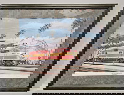 FEC Framed Print "A Jacksonville Memory": Florida East Coast Railroad, Framed Print "A Jacksonville Memory" in collector grade condition, Excellent framed piece. Size: 29" x 22 1/2"