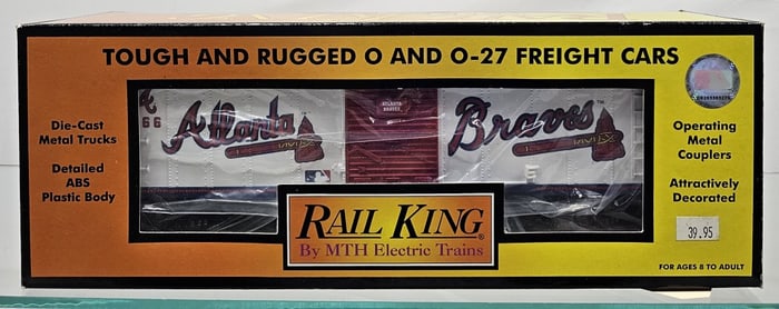 Rail King-MTH Atlanta Braves O-Gauge Boxcar, C-9+