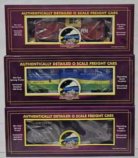 MTH Premier Southern Car & Caboose Lot of 3: MTH Premier Southern Car & Caboose Lot of 3, all three cars are in C-9+ condition with boxes. Top of the line cars folks. 1. Southern Steel Sided Stock Car 20-94501, C-9+.2. Southern O Scale Box Car 2