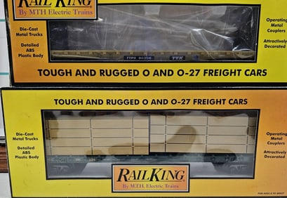 Rail King Box Car and Rolling Stock Lot of 4