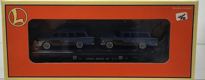 Lionel Flatcar W/ 2 Touring Coupes Route 66
