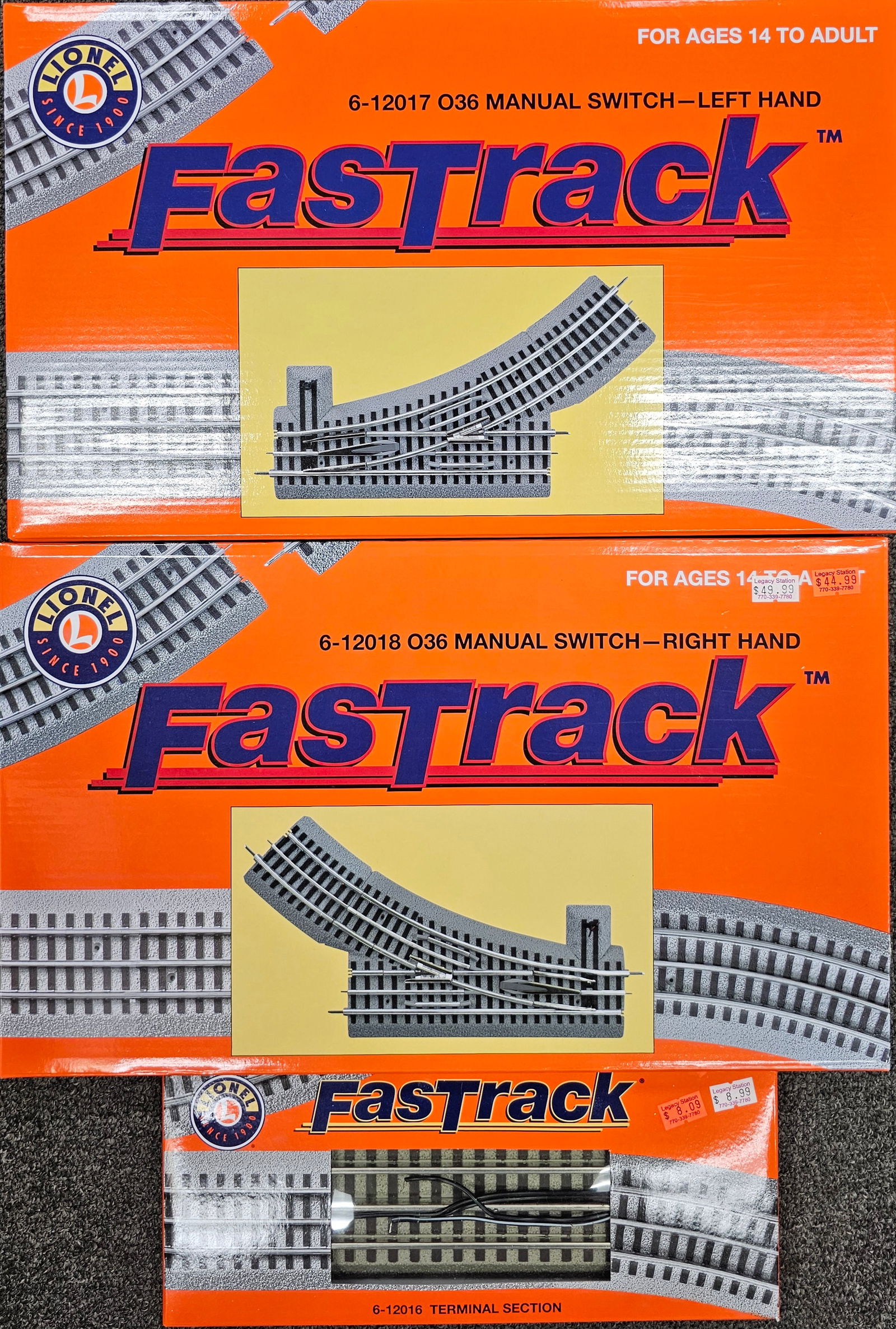 Lionel O Gauge FasTrack Lot of 3 C-9+ (1 of 1)