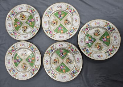 Dresden Schumann Quaterfoil 11" Plate Lot of 5