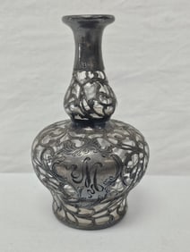 Sterling Silver Overlay Art Nouveau Bud Vase