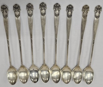 8 Towle Sterling Silver "Georgian" Iced Tea Spoons