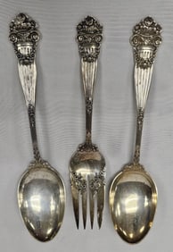 3 Towle Sterling Silver "Georgian" Meat Fork & Spo