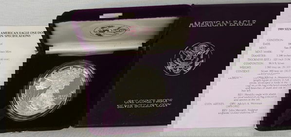 1989 Silver American Eagle Dollar Proof Coin (S).