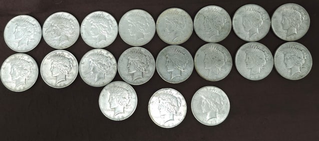 Lot of 19 Peace Silver Dollars