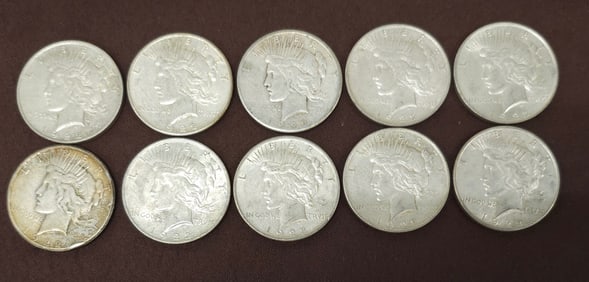 1922 Peace Dollar Lot of Ten