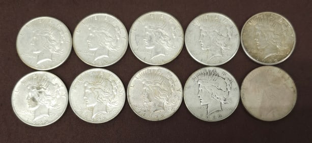1922 Peace Dollar Lot of Ten