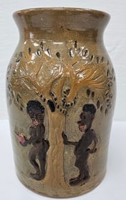 Wilford Dean Black Adam & Eve Folk Pottery Jar