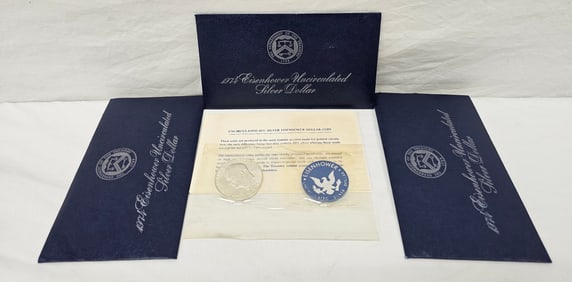 1974 Eisenhower Uncirculated Silver Dollar Lot of Three