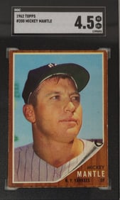 1962 Topps #200 Mickey Mantle Card SCG Graded