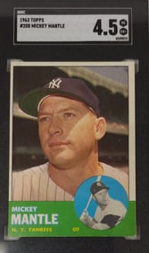 1963 Topps #200 Mickey Mantle Card SCG Graded 4.5