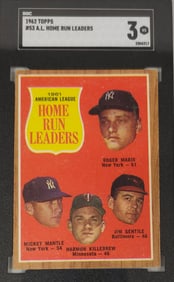 1962 Topps #53 A.L. Home Run Leaders Card, SCG 3