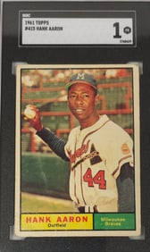 1961 Topps #415 Hank Aaron Card, SCG Graded 1