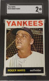 1964 Topps #225 Roger Maris Baseball Card, SGC 2