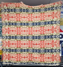 Two Eagle Design Three Color Over Shot Coverlet