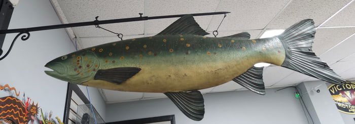 Fine Brown Trout Hanging Metal Trade Sign