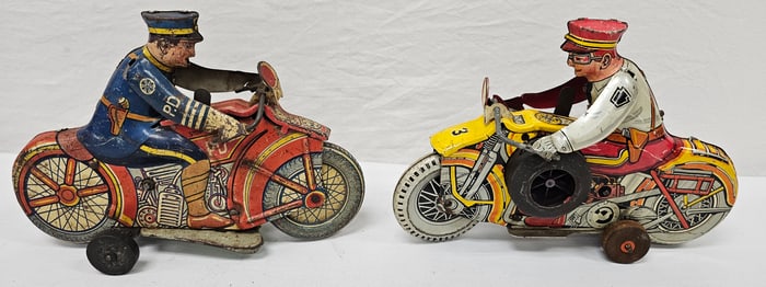 Marx Police Officer Motorcycle Key Wind Toy Lot
