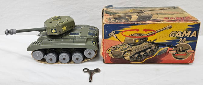 German Gama M98 Tin Litho Toy Tank W Box