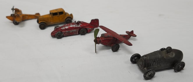 1920-30s Toy Airplane and Race Car Lot of 5