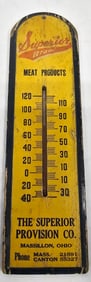 Rare Wooden Superior Provision Co. Thermometer
