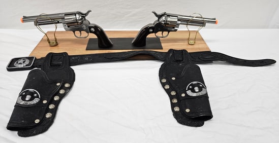 Lone Ranger 2 Gun Holster Cap Gun Set By Gonher