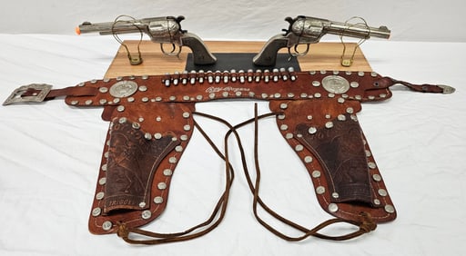 Roy Rogers 2 Gun Holster Cap Gun Set By Schmidt